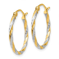 Thumbnail for 14K & Rhodium Hollow Twisted Hoop Earrings