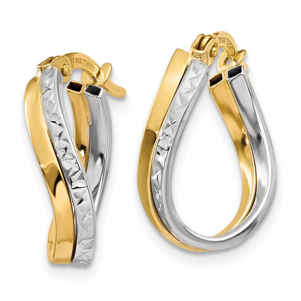 14k Two-tone Polished Hoop Earrings