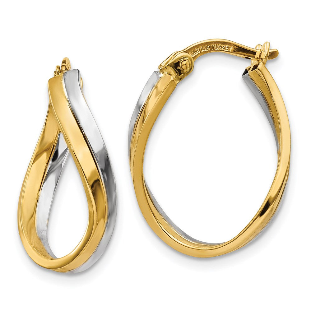 14k Two-tone Polished Hoop Earrings