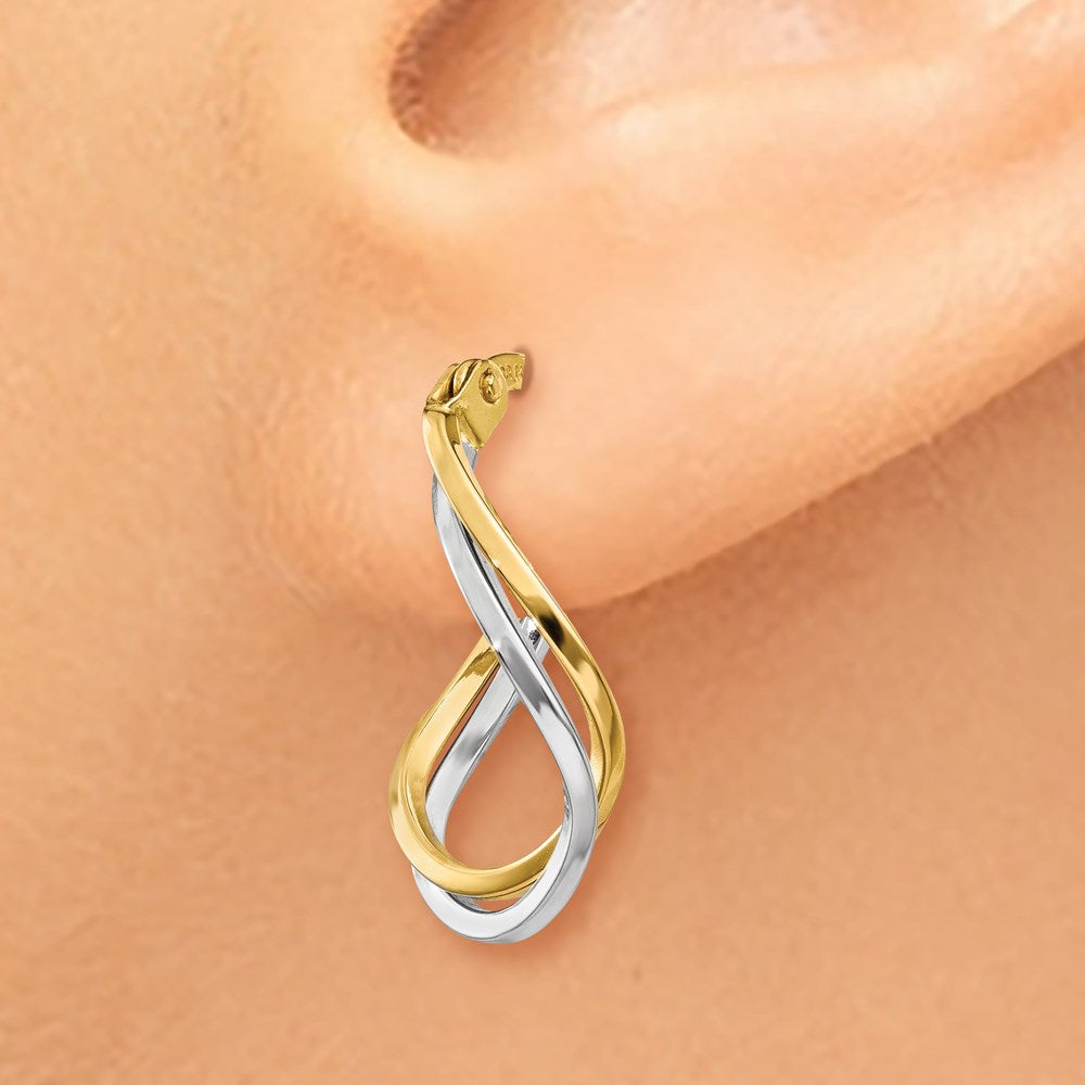 14k Two-tone Twisted Hoop Earrings