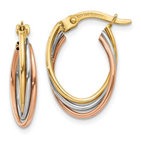 Thumbnail for 14k Tri-color Twisted Hoop Earrings