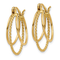 Thumbnail for 14k Polished and Textured Circle Hoop Earrings