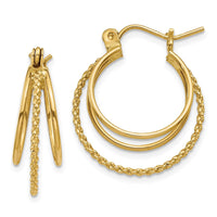 Thumbnail for 14k Polished and Textured Circle Hoop Earrings