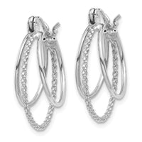 Thumbnail for 14k White Gold Polished and Textured Circle Hoop Earrings