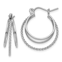 Thumbnail for 14k White Gold Polished and Textured Circle Hoop Earrings