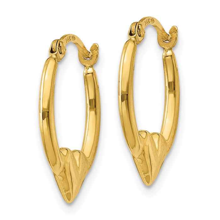 14K Heart Hoop Earrings