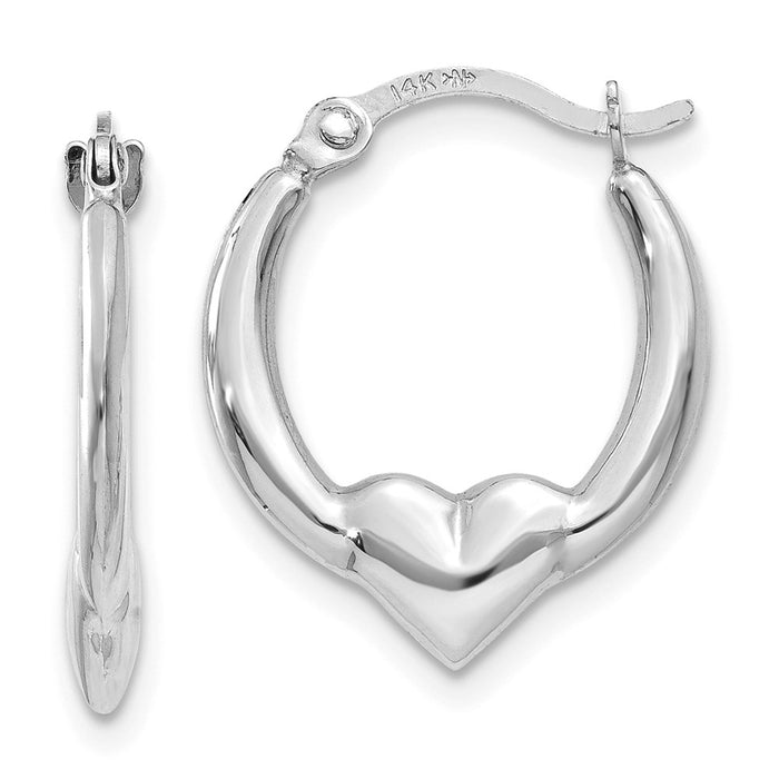 14K Heart Hoop Earrings