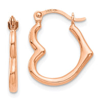 Thumbnail for 14K Heart Shaped Hollow Hoop Earrings