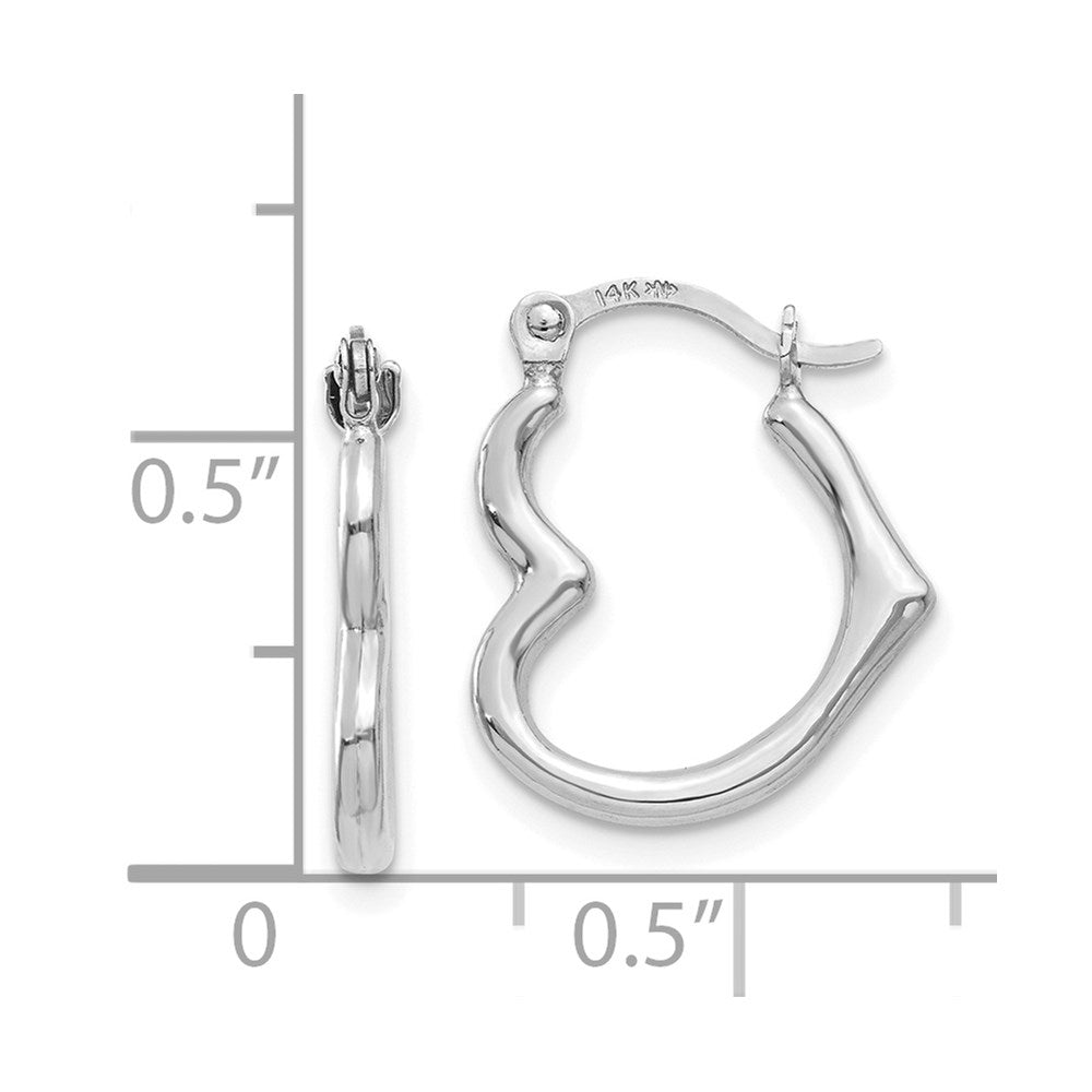 14K Heart Shaped Hollow Hoop Earrings