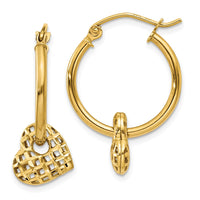 Thumbnail for 14K Moveable Heart Hoop Earrings