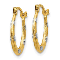Thumbnail for 14K Rhodium Textured Hollow Oval w/ Hearts Hoop Earrings