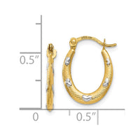 Thumbnail for 14K Rhodium Textured Hollow Oval w/ Hearts Hoop Earrings