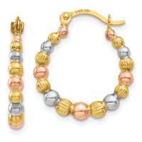 Thumbnail for 14K & White and Rose Rhodium Beaded Hoop Earrings
