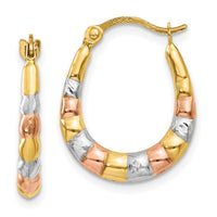 Thumbnail for 14K & White and Rose Rhodium Hollow Scalloped Hoop Earrings