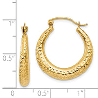 Thumbnail for 14K Diamond Cut Hollow Hoop Earrings