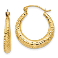 Thumbnail for 14K Diamond Cut Hollow Hoop Earrings