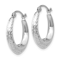 Thumbnail for 14K White Gold Textured Hollow Hoop Earrings