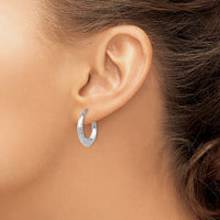 Thumbnail for 14K White Gold Textured Hollow Hoop Earrings