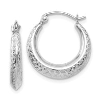 Thumbnail for 14K White Gold Textured Hollow Hoop Earrings