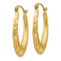 Thumbnail for 14K Satin Diamond Cut Hollow Hoop Earrings