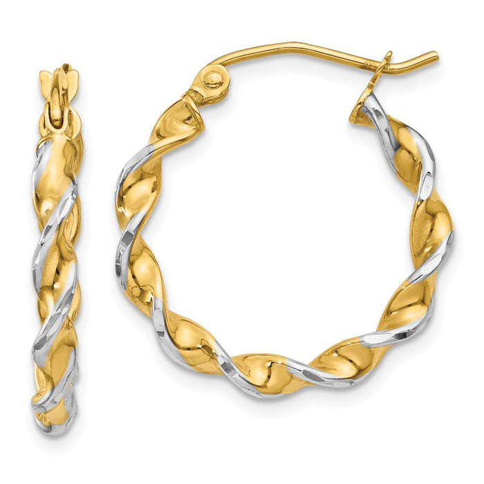 14k Polished 2.75mm Fancy Twisted Hoop Earrings