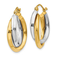 Thumbnail for 14k Two-tone Polished Double Hoop Earrings