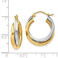Thumbnail for 14k Two-tone Polished Double Hoop Earrings