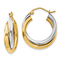 Thumbnail for 14k Two-tone Polished Double Hoop Earrings