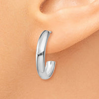 Thumbnail for 14k White Gold Polished 3.5mm J-Hoop Earrings