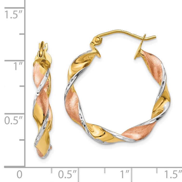 14k & Rhodium Twisted Hoop Earrings