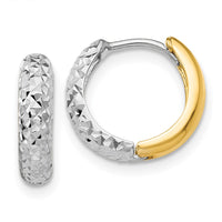 Thumbnail for 14k Two-tone Diamond-cut Hoop Earrings