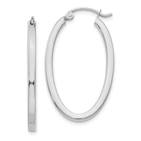 Thumbnail for 14k White Gold Oval Hoop Earrings