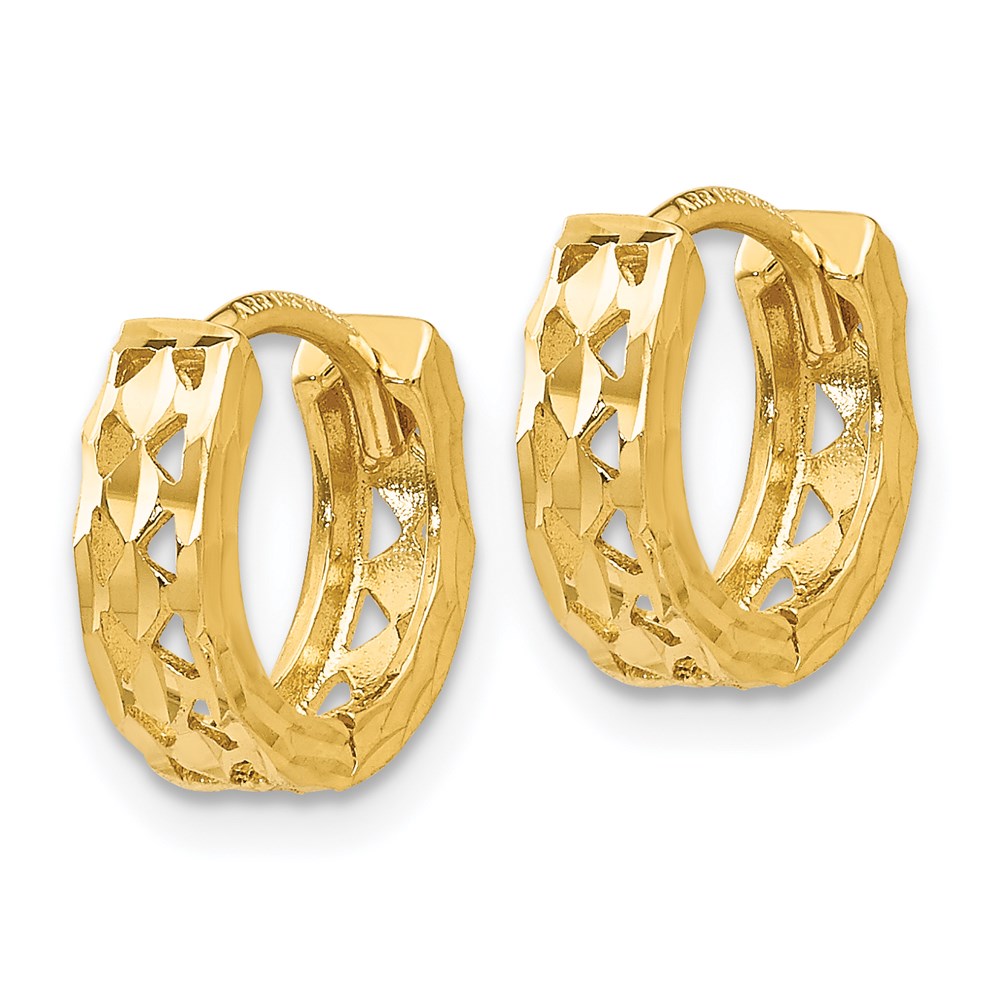 14k Cut-out Design Hinged Hoop Earrings