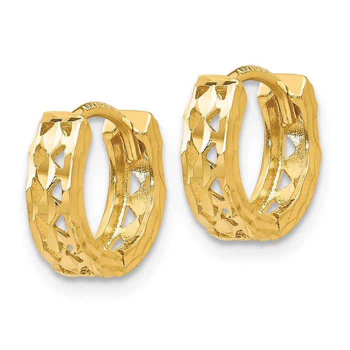 14k Cut-out Design Hinged Hoop Earrings