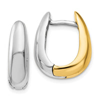 Thumbnail for 14k Two-tone U Shaped Hinged Hoop Earrings