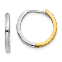 Thumbnail for 14k Two-tone Round Hinged Hoop Earrings