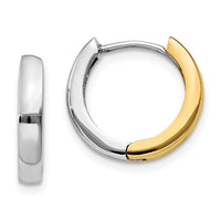 Thumbnail for 14k Two-tone Round Hinged Hoop Earrings