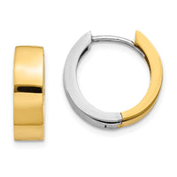 Thumbnail for 14k Two-tone Round Hinged Hoop Earrings