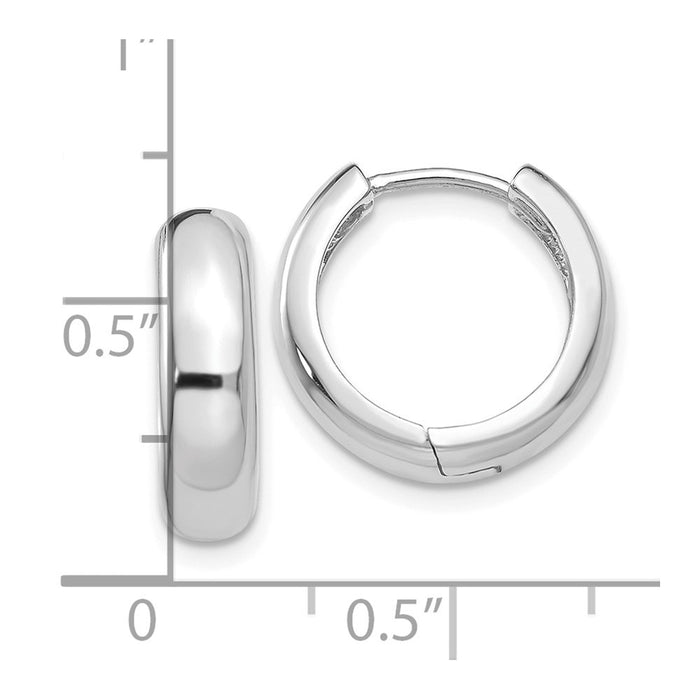 14k White Gold  Round Hinged Hoop Earrings