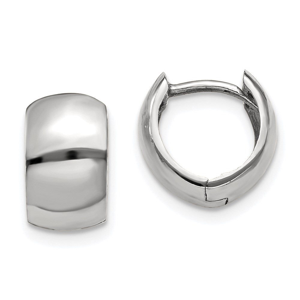 14k White Gold Round Hinged Hoop Earrings