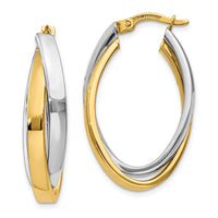 Thumbnail for 14K Two-tone Oval Hoop Earrings