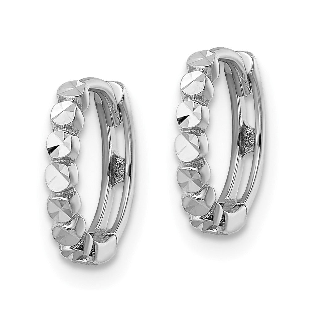 14k Diamond-cut 2x12mm Hinged Hoop Earrings