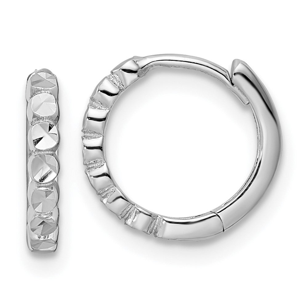 14k Diamond-cut 2x12mm Hinged Hoop Earrings
