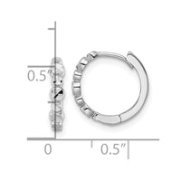 Thumbnail for 14k White Diamond-cut Circles 2.5x13mm Hinged Hoop Earrings