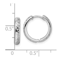 Thumbnail for 14k Polished Textured 3x15mm Hinged Hoop Earrings