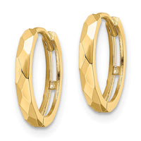 Thumbnail for 14k Polished Faceted 2x14mm Hinged Hoop Earrings