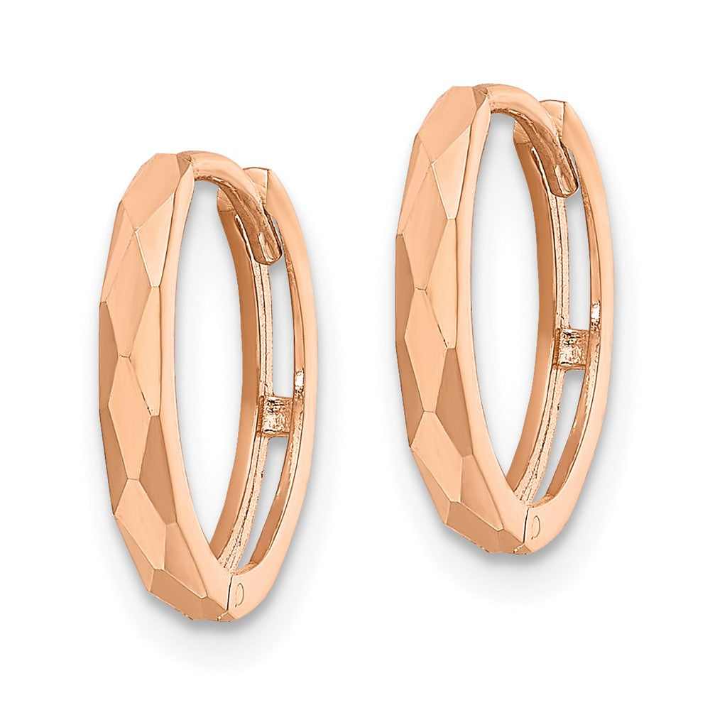 14k Polished Faceted 2x14mm Hinged Hoop Earrings