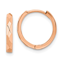 Thumbnail for 14k Polished Faceted 2x14mm Hinged Hoop Earrings