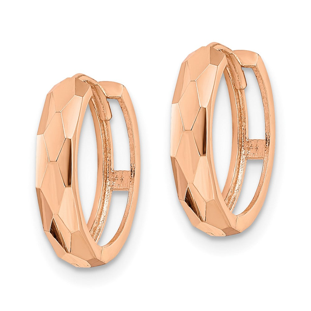 14k Polished Faceted 3x15mm Hinged Hoop Earrings