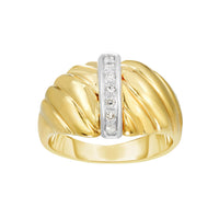 Thumbnail for 14K Gold Diamond Bar Sculpted Ring